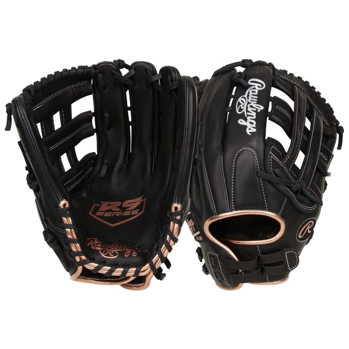Rawlings R9 Series 13-Inch Outfield Fastpitch Softball Glove | Pro H-Web | R9SB130-6B product image 5, provided for visual