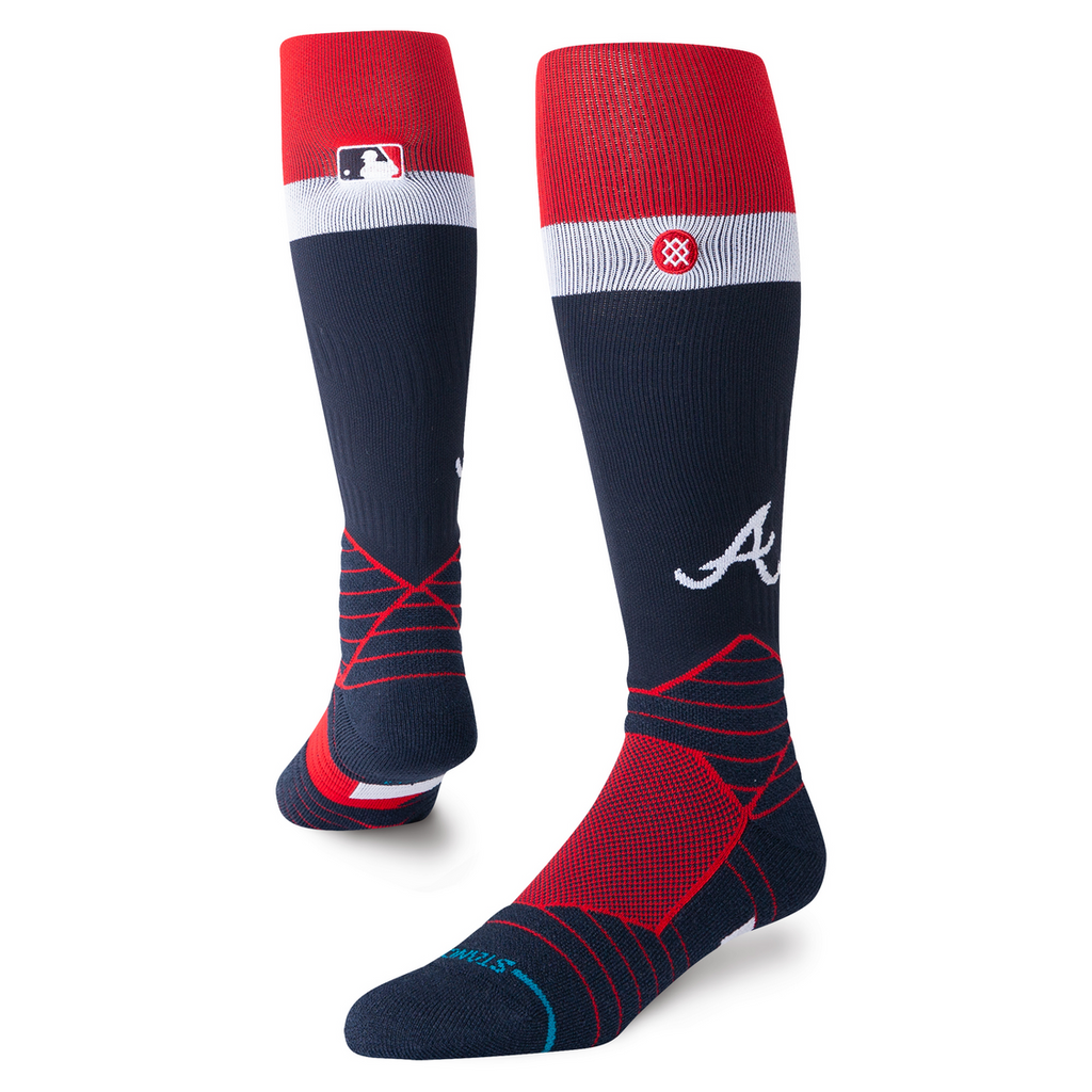 Stance Atlanta Braves Spring 2025 OTC Baseball Socks Navy/Red | Adult Over-the-Calf Performance Socks product image 1,