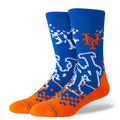 Stance New York Mets Pixel Crew Socks | MLB Crew Socks | Blue & Orange product image 1, provided for visual reference and