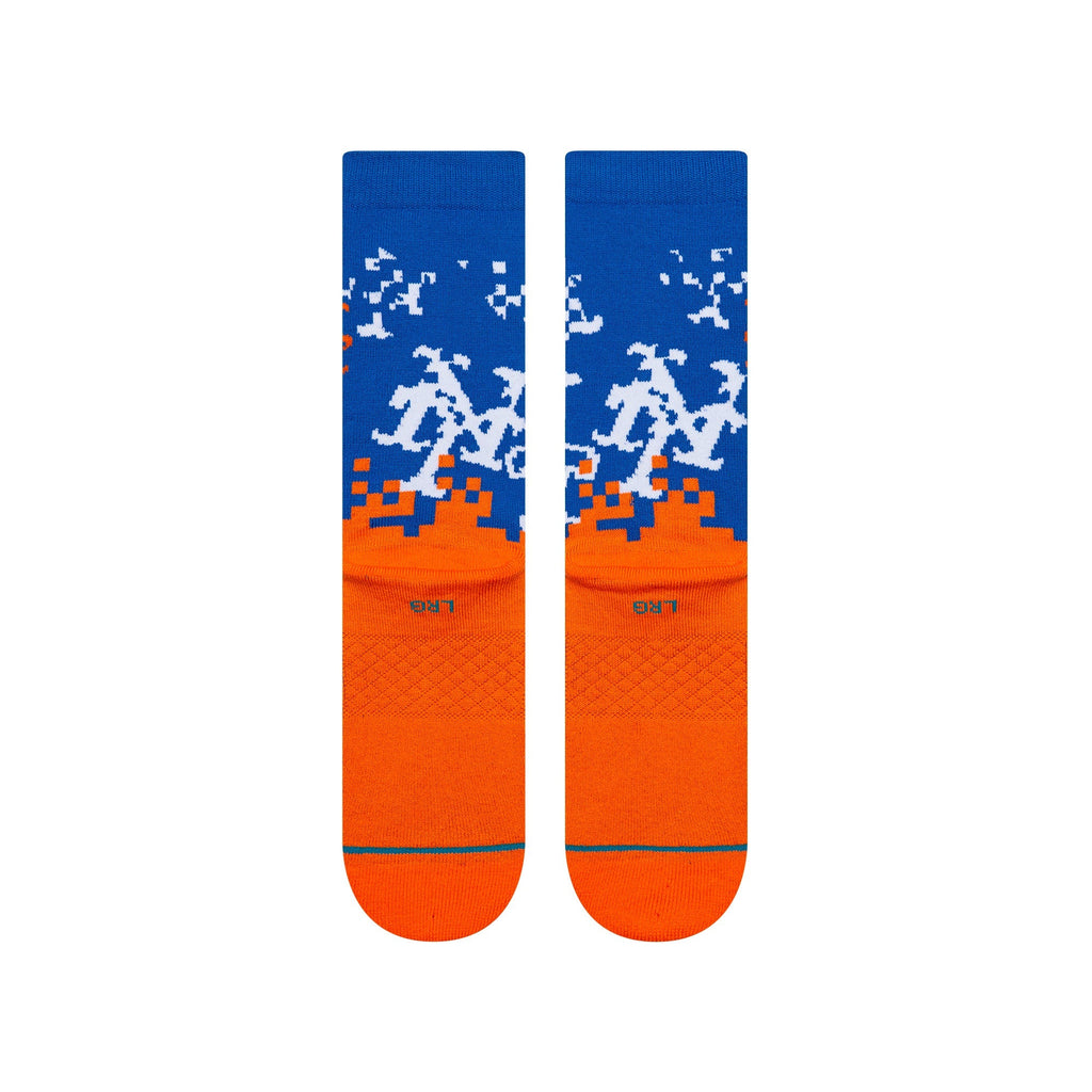 Stance New York Mets Pixel Crew Socks | MLB Crew Socks | Blue & Orange product image 3, provided for visual reference and
