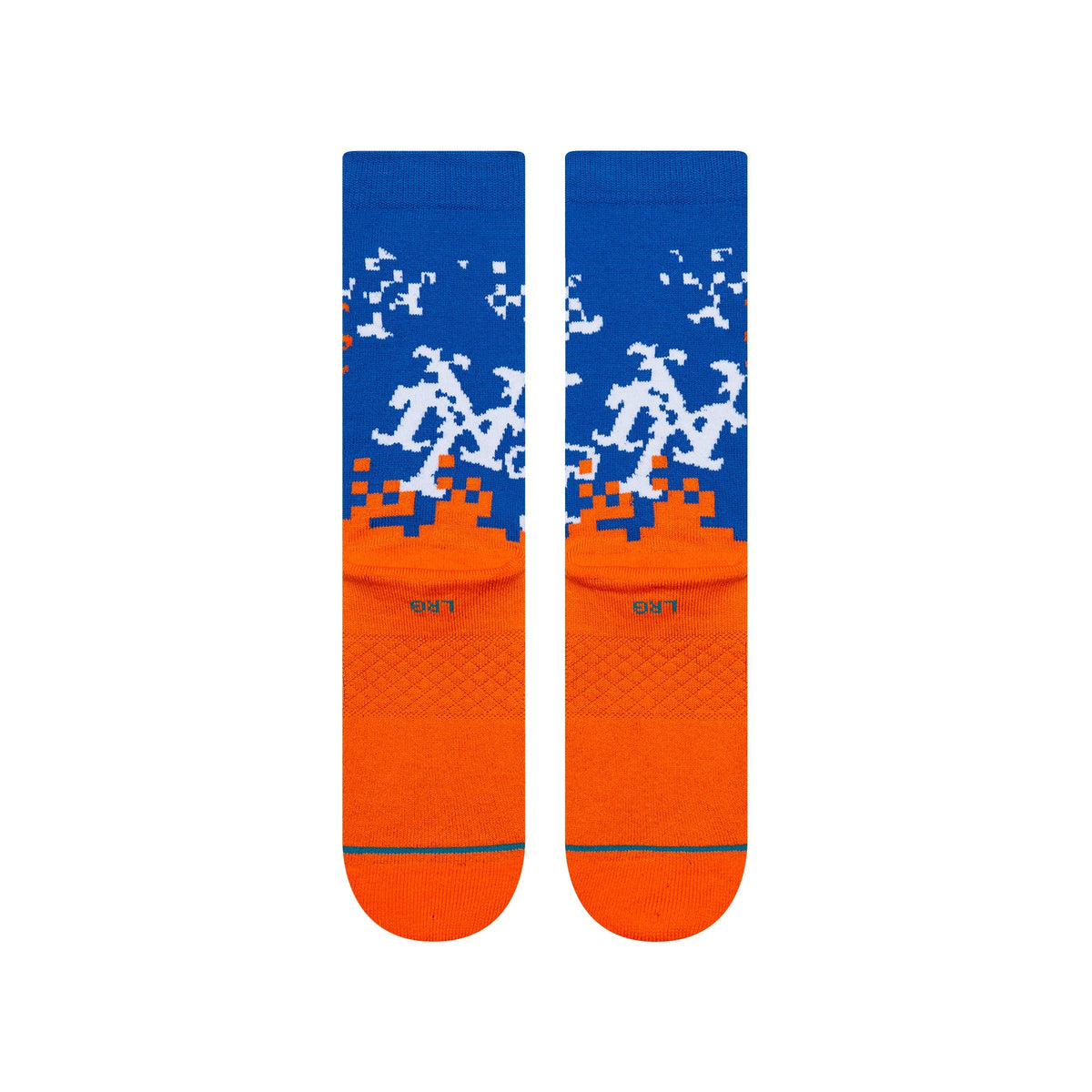 Stance New York Mets Pixel Crew Socks | MLB Crew Socks | Blue & Orange product image 3, provided for visual reference and