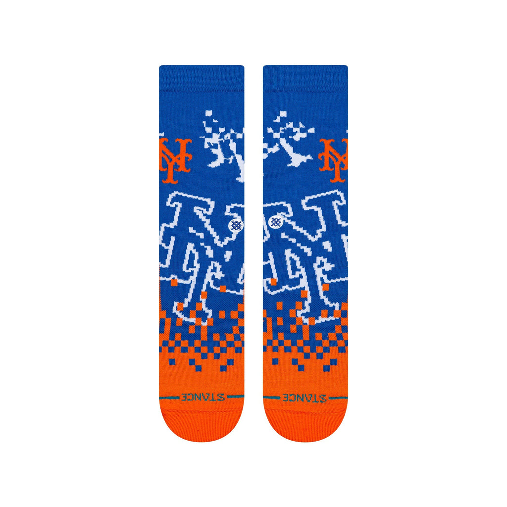Stance New York Mets Pixel Crew Socks | MLB Crew Socks | Blue & Orange product image 2, provided for visual reference and