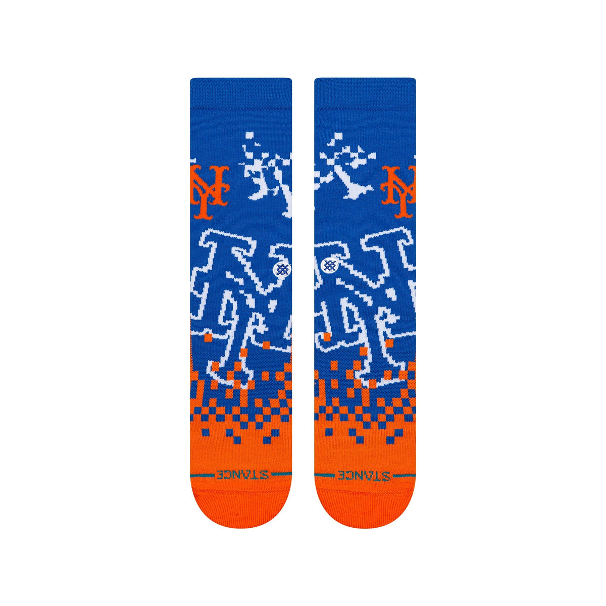 Stance New York Mets Pixel Crew Socks | MLB Crew Socks | Blue & Orange product image 2, provided for visual reference and