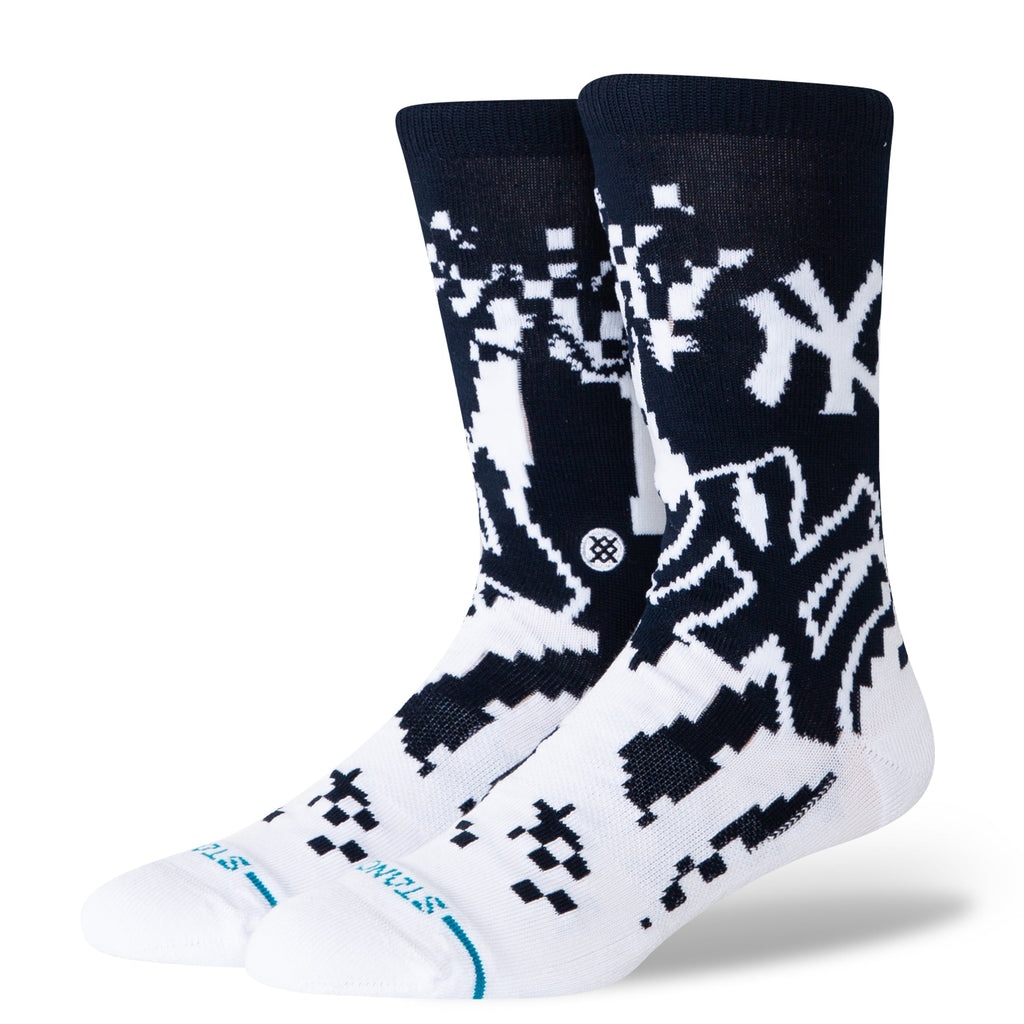 Stance New York Yankees Pixel Crew Socks | MLB Crew Socks | Navy & White product image 1, provided for visual reference and