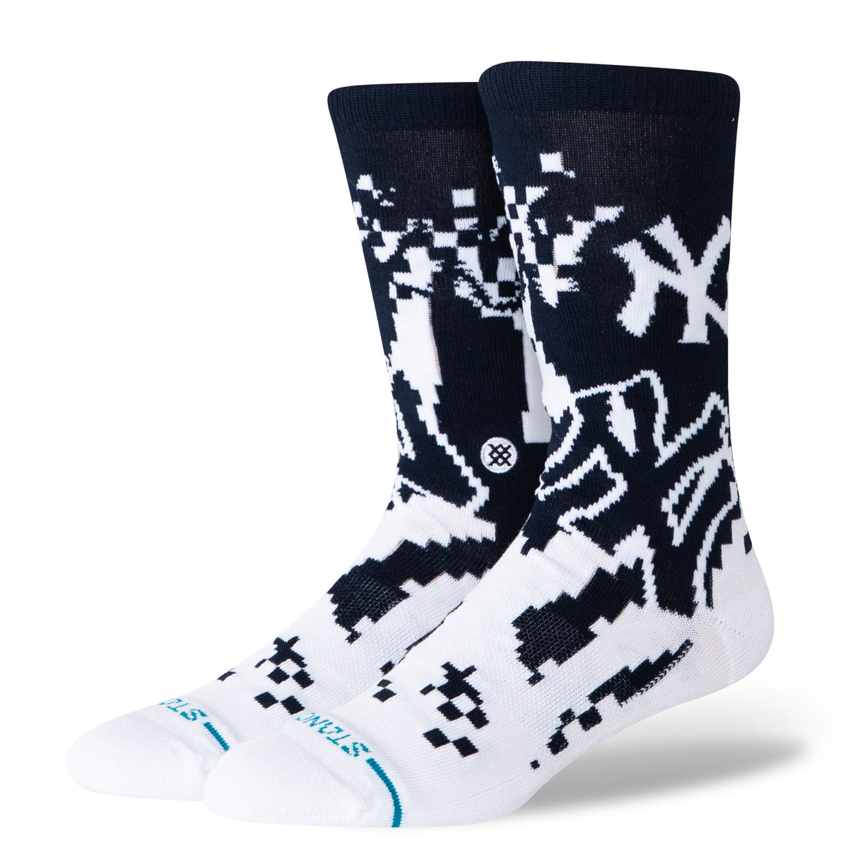 Stance New York Yankees Pixel Crew Socks | MLB Crew Socks | Navy & White product image 1, provided for visual reference and
