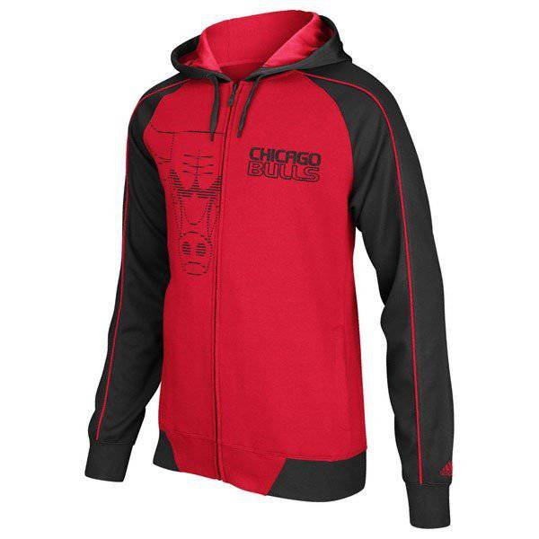 Chicago Bulls adidas Pindot Full-Zip Fleece Hooded Sweatshirt product image 1, provided for visual reference and product