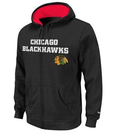 Youth Chicago Blackhawks Reebok Sportsman Full-Zip Hoodie-Black product image 1, provided for visual reference and product
