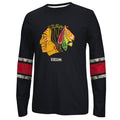 CCM Chicago Blackhawks Black Logo Long Sleeve Crew T-Shirt product image 1, provided for visual reference and product detail