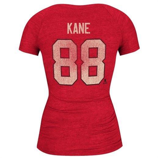 CCM Patrick Kane Chicago Blackhawks Ladies Name & Number V-Neck T-Shirt - Red product image 2, provided for visual reference