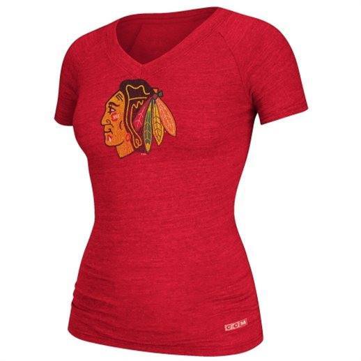 CCM Patrick Kane Chicago Blackhawks Ladies Name & Number V-Neck T-Shirt - Red product image 3, provided for visual reference