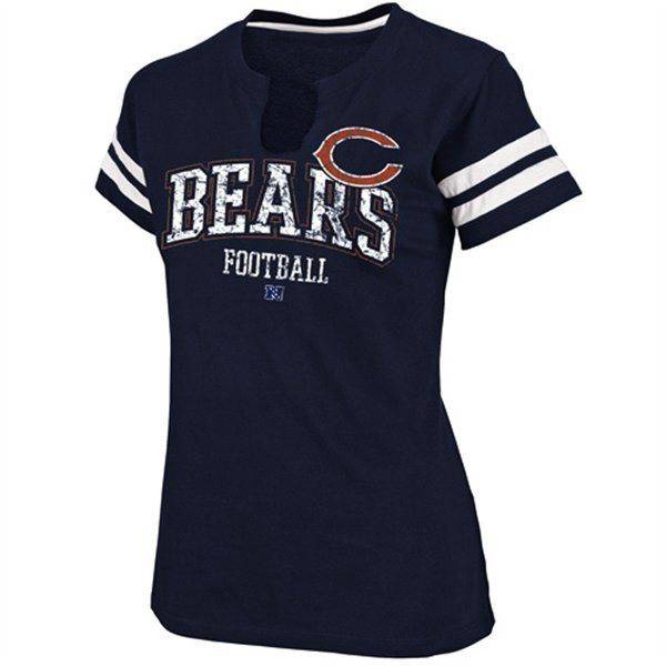 Chicago Bears Ladies Go For Two Split Neck T-Shirt - Navy Blue product image 1, provided for visual reference and product
