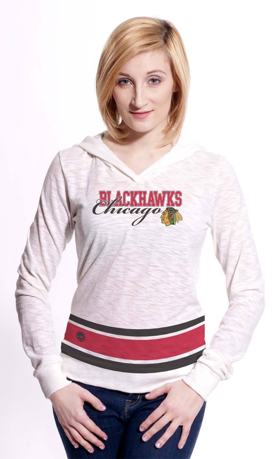 Chicago Blackhawks Women Levelwear Outside The Lines Hooded T-Shirt-Off White product image 1, provided for visual reference
