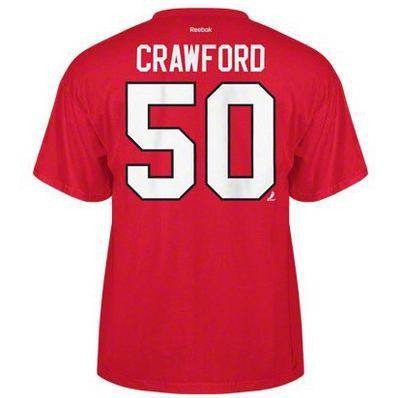 Corey Crawford Chicago Blackhawks Youth Name and Number T-Shirt product image 1, provided for visual reference and product