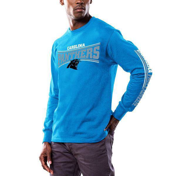 Carolina Panthers Majestic Blue Primary Receiver Long Sleeve T-Shirt for Men product image 1, provided for visual reference