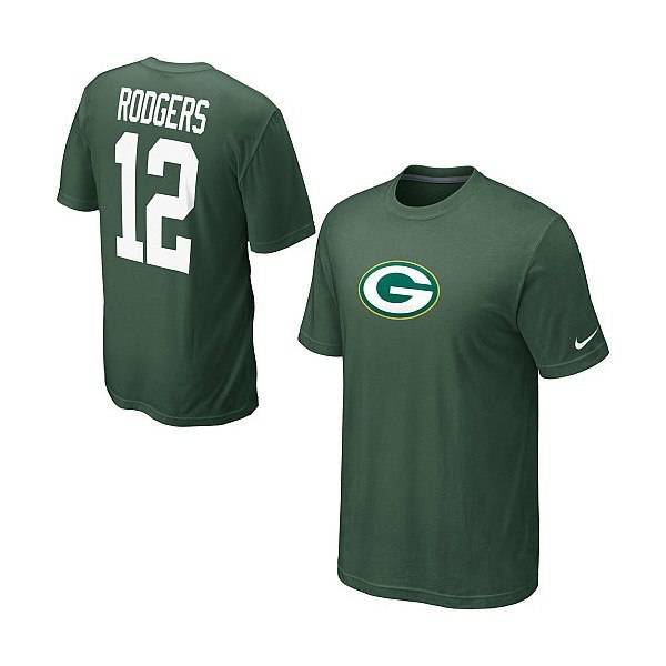 Nike Green Bay Packers Aaron Rodgers Player T-Shirt product image 1, provided for visual reference and product detail review