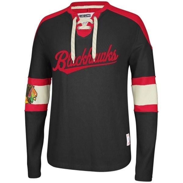 Reebok Chicago Blackhawks CCM Knit Sweatshirt - Black product image 1, provided for visual reference and product detail