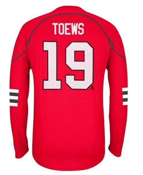 Reebok Jonathan Toews Chicago Blackhawks Red Edge Long Sleeve Jersey T-Shirt product image 1, provided for visual reference