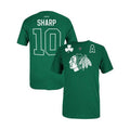 Reebok Men St. Patrick's Day Chicago Blackhawks Patrick Sharp Green T-Shirt product image 1, provided for visual reference
