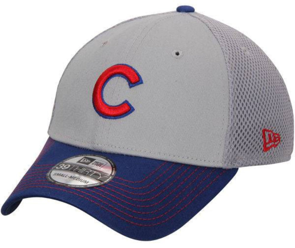 Chicago Cubs New Era Gray Neo 39THIRTY Flex Hat for Men product image 1, provided for visual reference and product detail