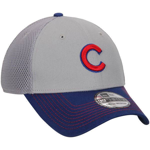 Chicago Cubs New Era Gray Neo 39THIRTY Flex Hat for Men product image 2, provided for visual reference and product detail