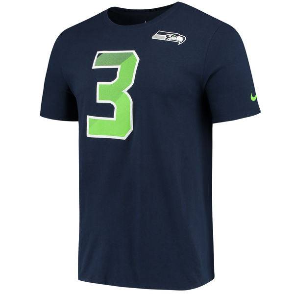 Seattle Seahawks Navy Nike Russell Wilson Prism Player T-Shirt for Men product image 3, provided for visual reference and