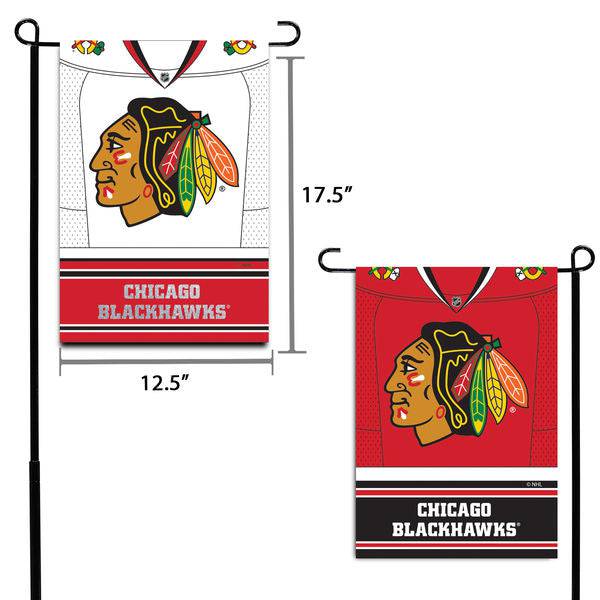 Chicago Blackhawks 12.5" x 18" Double-Sided Jersey Foil Garden Flag product image 1, provided for visual reference and