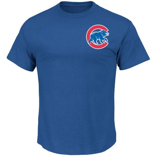 Big & Tall Chicago Cubs Majestic Royal New Wordmark T-Shirt for Men product image 1, provided for visual reference and