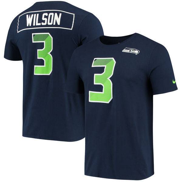 Seattle Seahawks Navy Nike Russell Wilson Prism Player T-Shirt for Men product image 1, provided for visual reference and