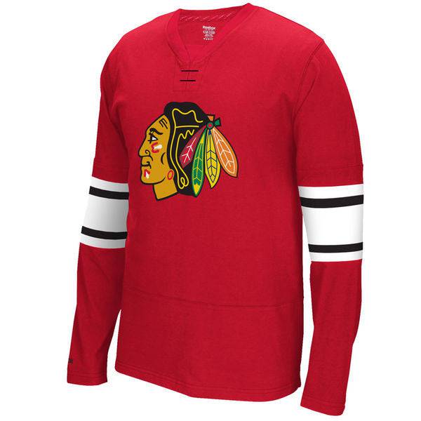 Chicago Blackhawks Faceoff Jersey T-Shirt - All Red product image 1, provided for visual reference and product detail review