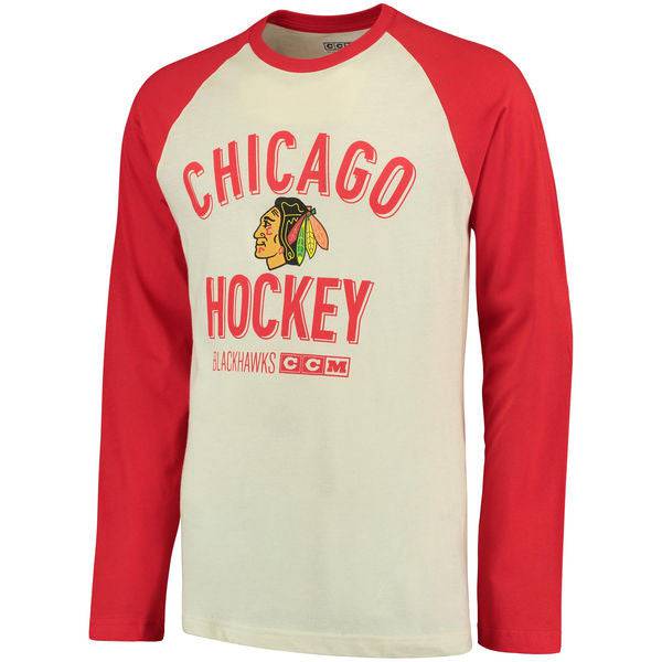 Mens Chicago Blackhawks Finished Long Sleeve Crew Neck T-Shirt By CCM product image 1, provided for visual reference and