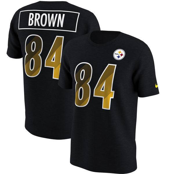 Pittsburgh Steelers Black Nike Antonio Brown Prism Player T-Shirt for Men product image 1, provided for visual reference and