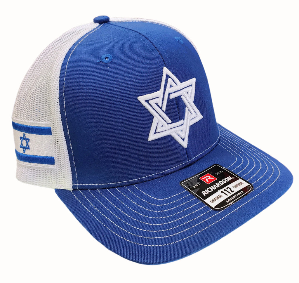 Trucker Mesh Hat with Embroidered Star of David product image 1, provided for visual reference and product detail review