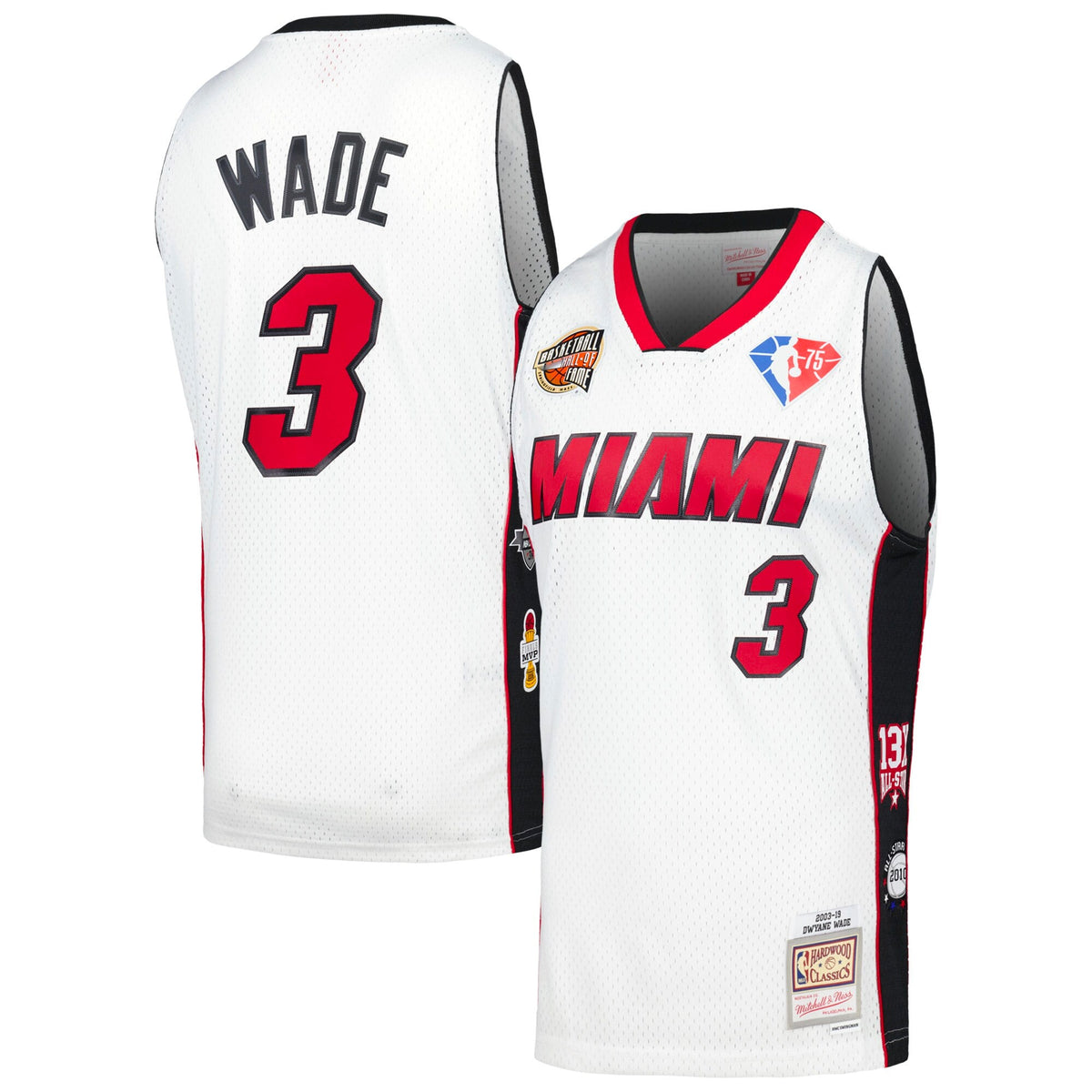 Unisex Miami Heat Dwyane Wade Mitchell & Ness White Hall of Fame Class of 2023 Throwback Swingman Jersey product image 2,
