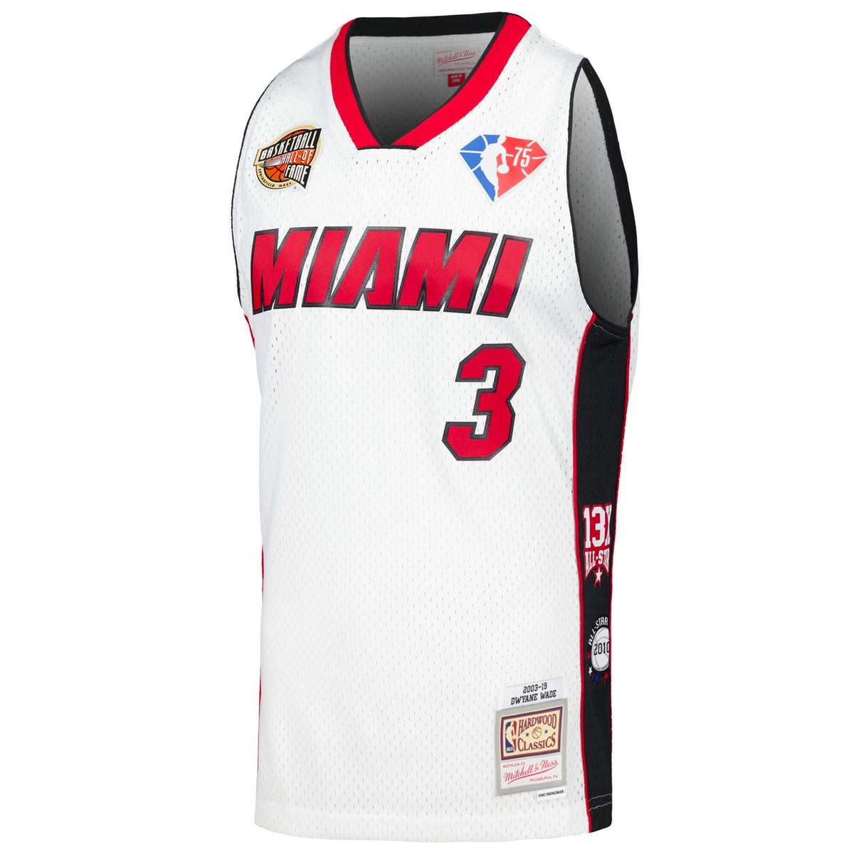 Unisex Miami Heat Dwyane Wade Mitchell & Ness White Hall of Fame Class of 2023 Throwback Swingman Jersey product image 3,