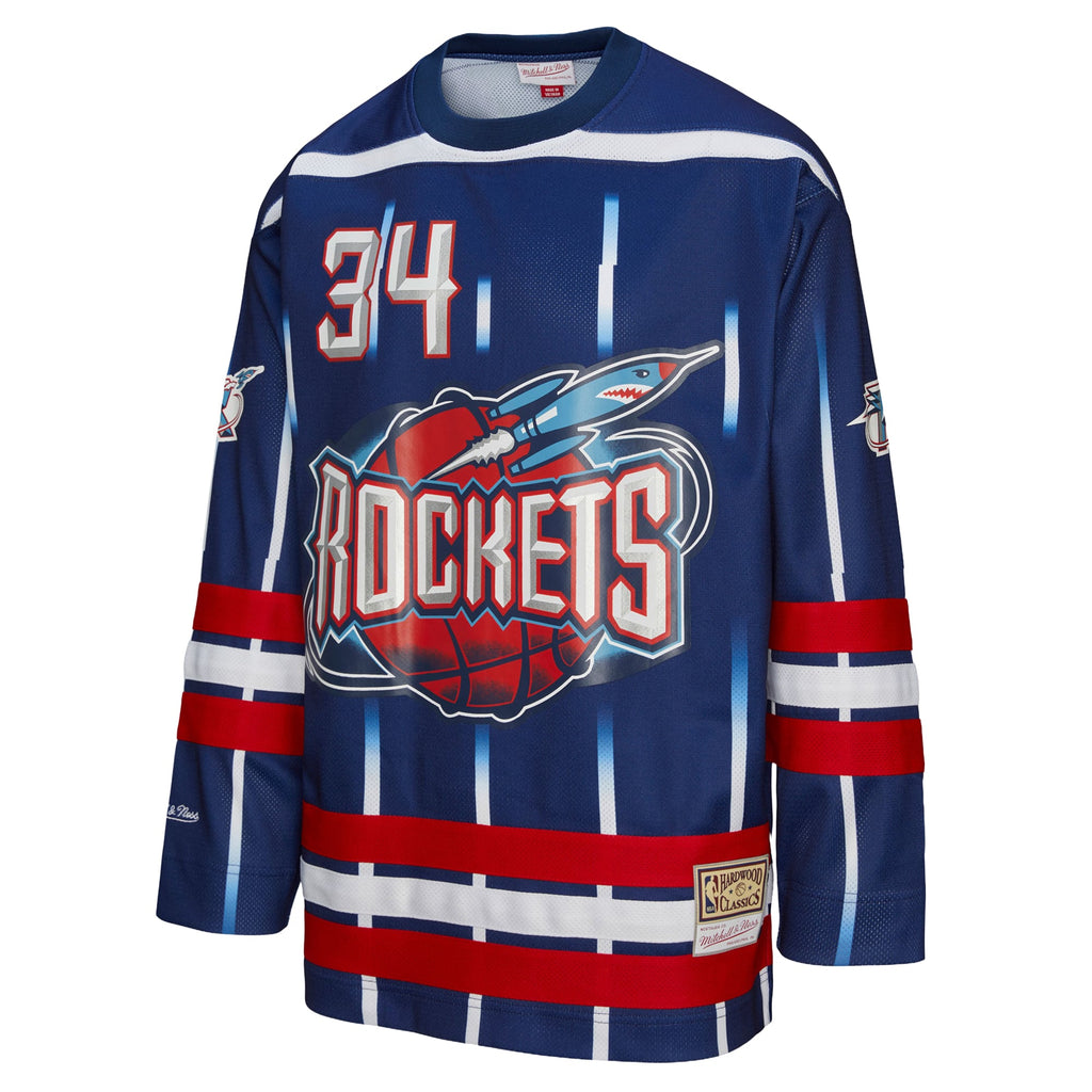 Unisex Houston Rockets Hakeem Olajuwon Mitchell & Ness Navy Maxxed Out Fashion Hockey Jersey product image 3, provided for