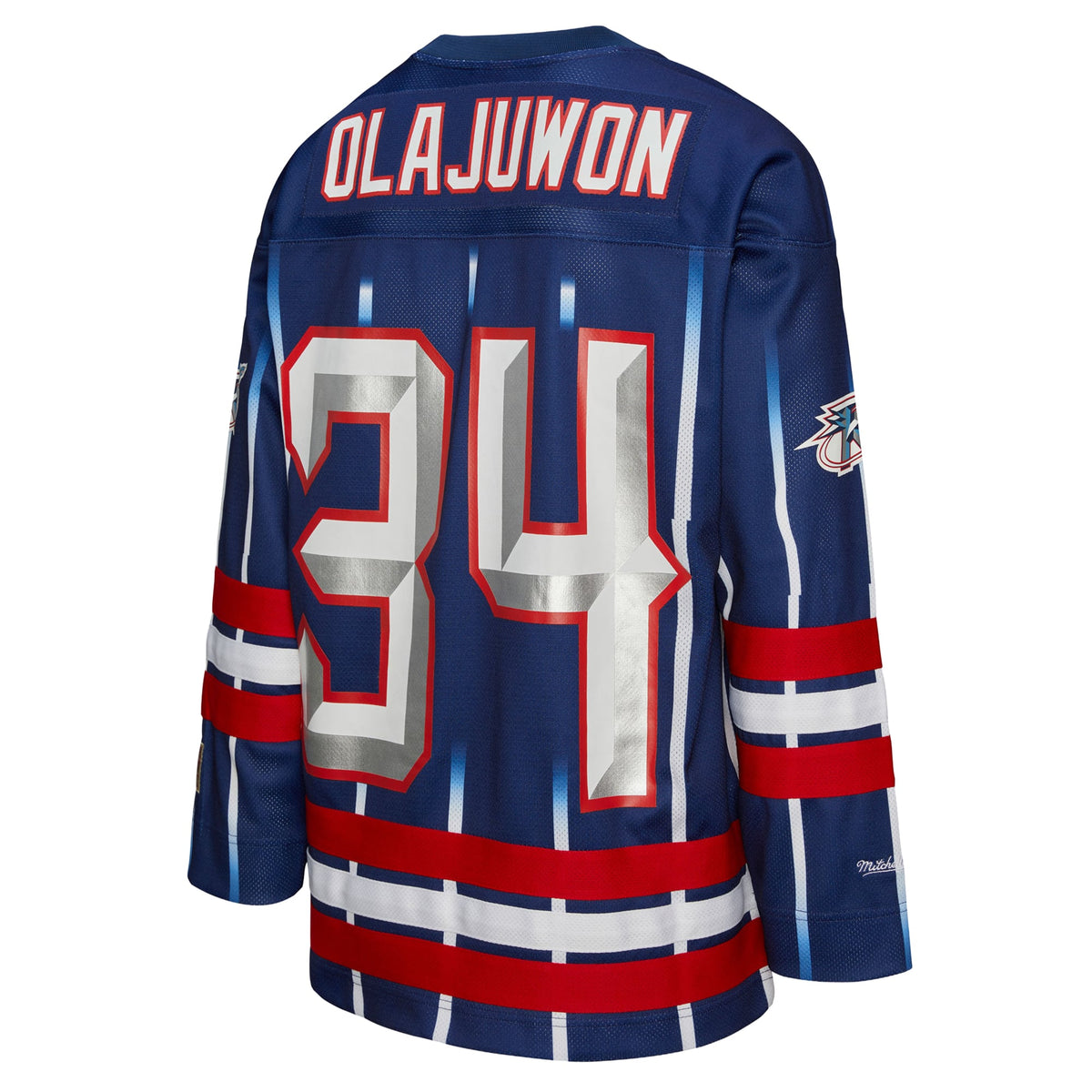 Unisex Houston Rockets Hakeem Olajuwon Mitchell & Ness Navy Maxxed Out Fashion Hockey Jersey product image 4, provided for