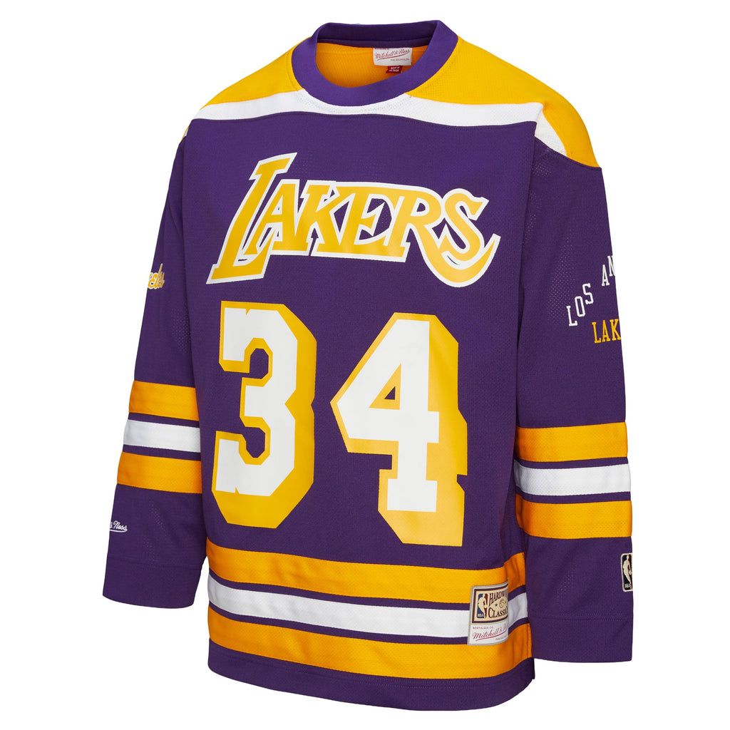Unisex Los Angeles Lakers Shaquille O'Neal Mitchell & Ness Purple Maxxed Out Fashion Hockey Jersey product image 3, provided