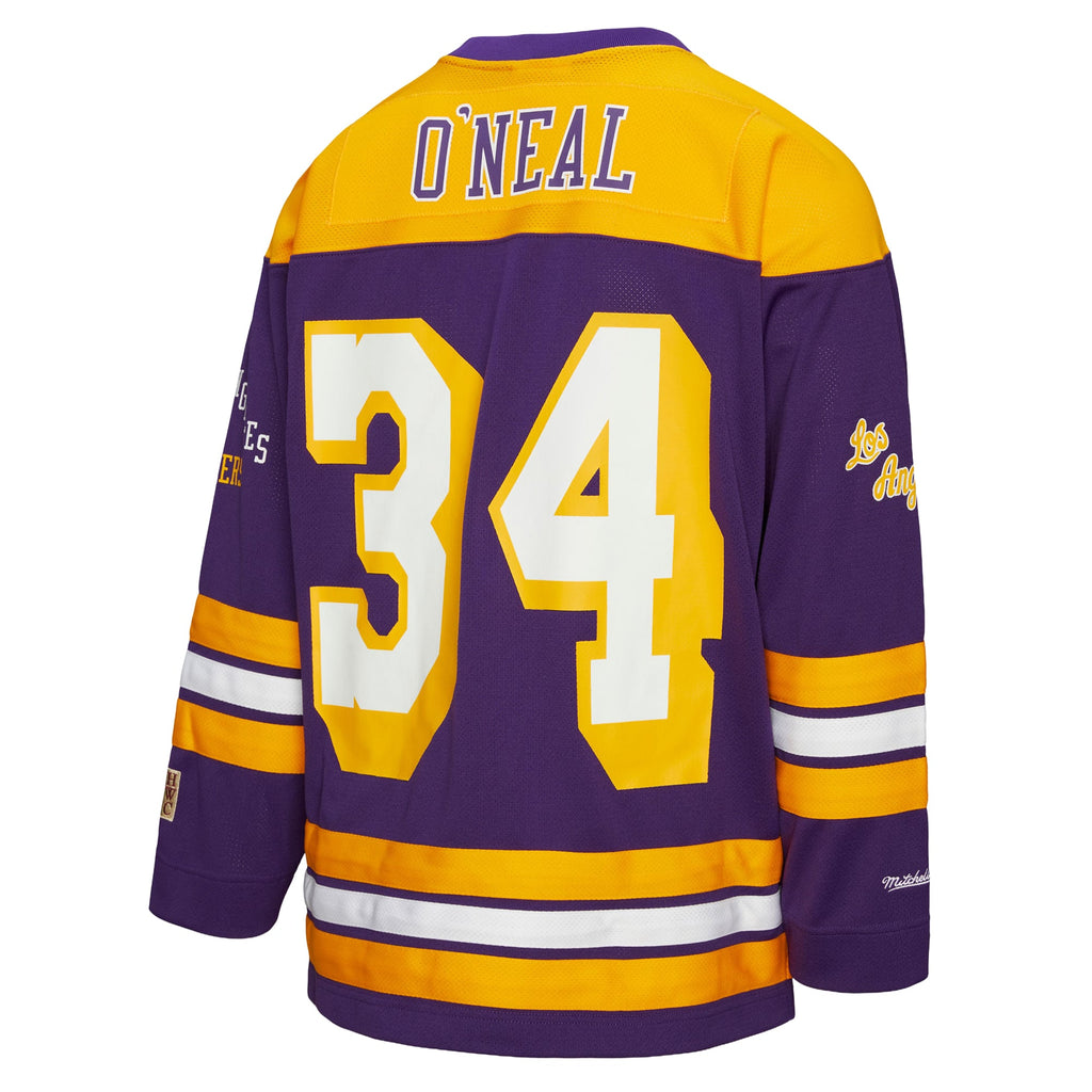 Unisex Los Angeles Lakers Shaquille O'Neal Mitchell & Ness Purple Maxxed Out Fashion Hockey Jersey product image 4, provided