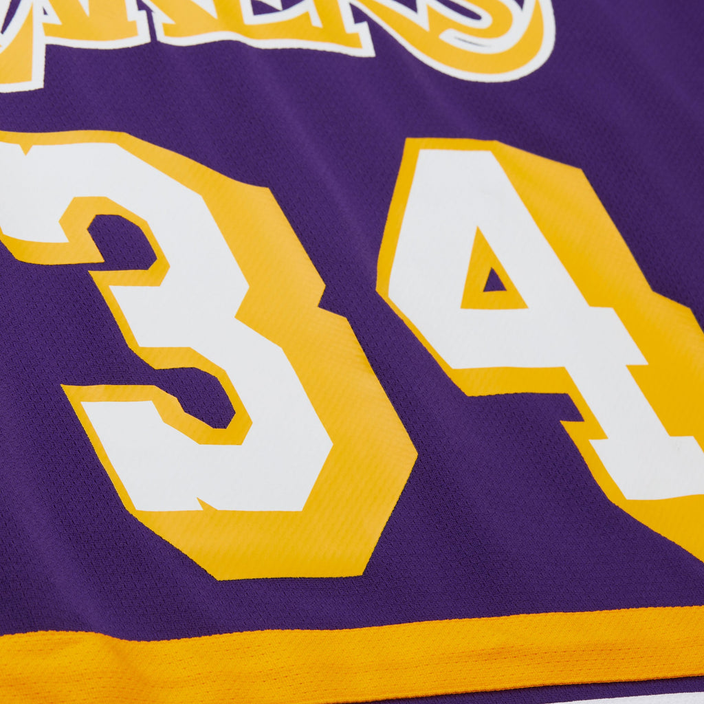 Unisex Los Angeles Lakers Shaquille O'Neal Mitchell & Ness Purple Maxxed Out Fashion Hockey Jersey product image 5, provided