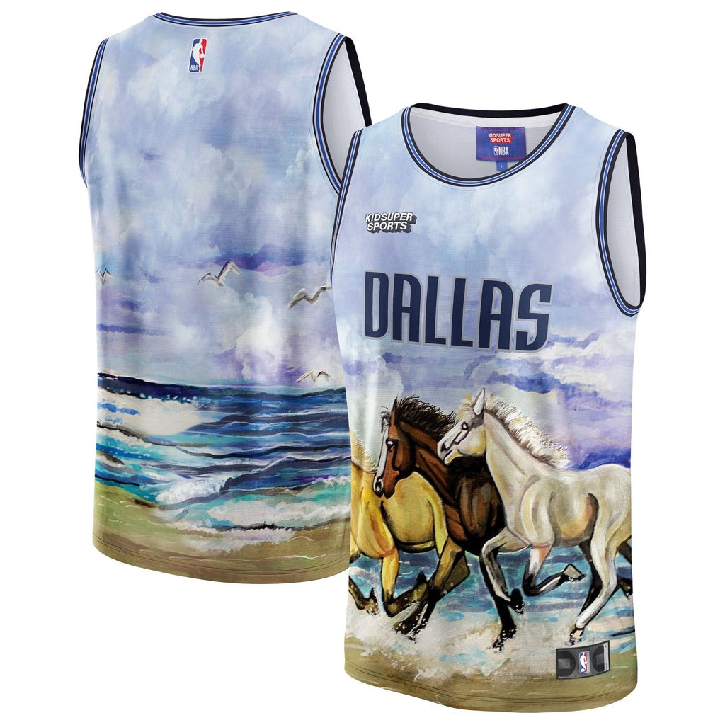 Unisex Dallas Mavericks NBA & KidSuper Studios by Fanatics Blue Hometown Jersey product image 2, provided for visual