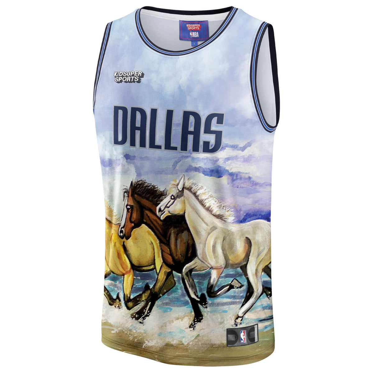 Unisex Dallas Mavericks NBA & KidSuper Studios by Fanatics Blue Hometown Jersey product image 3, provided for visual