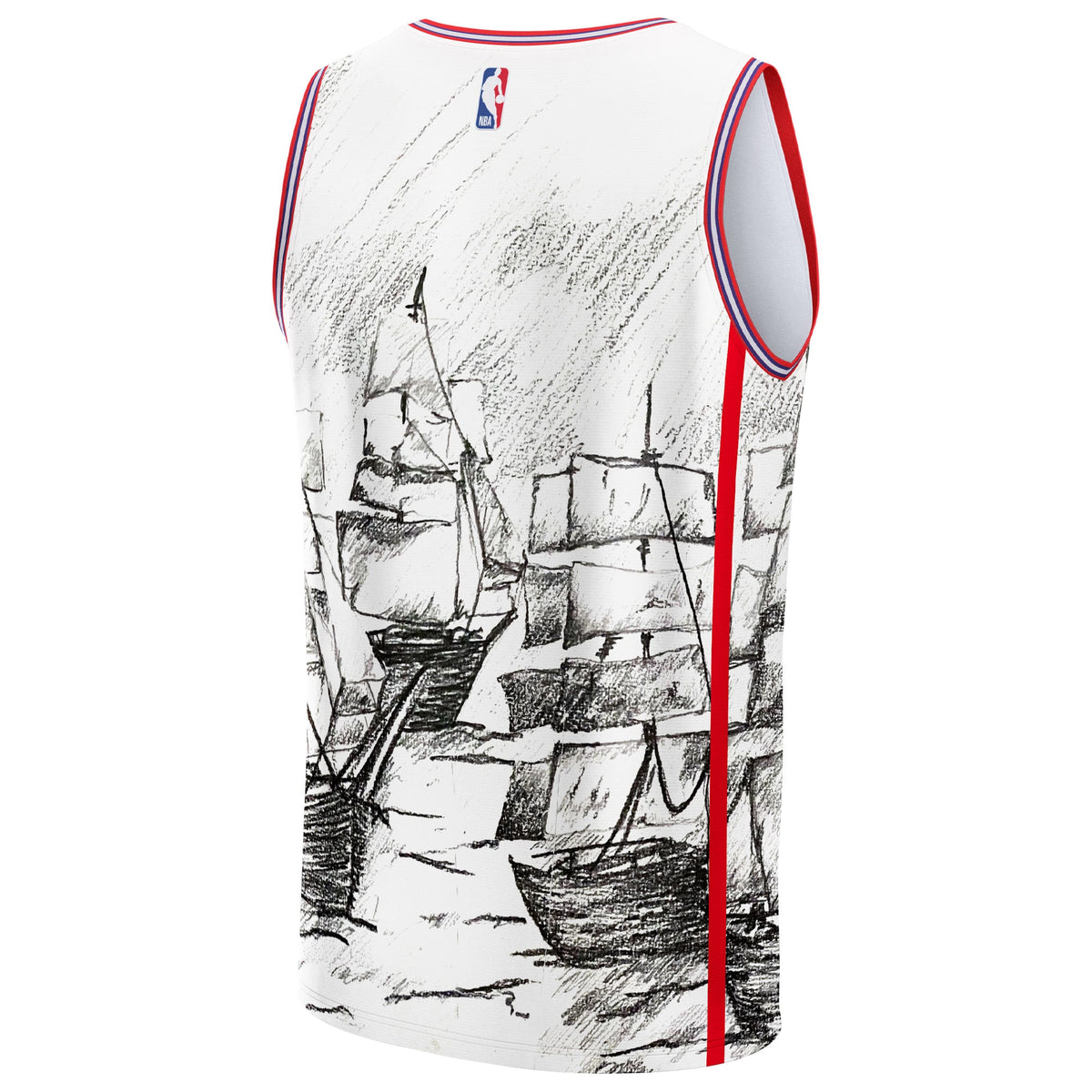 Unisex LA Clippers NBA & KidSuper Studios by Fanatics Gray Hometown Jersey product image 4, provided for visual reference