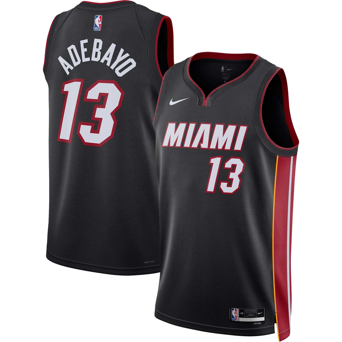 Unisex Miami Heat Bam Adebayo Nike Black Swingman Jersey - Icon Edition product image 2, provided for visual reference and