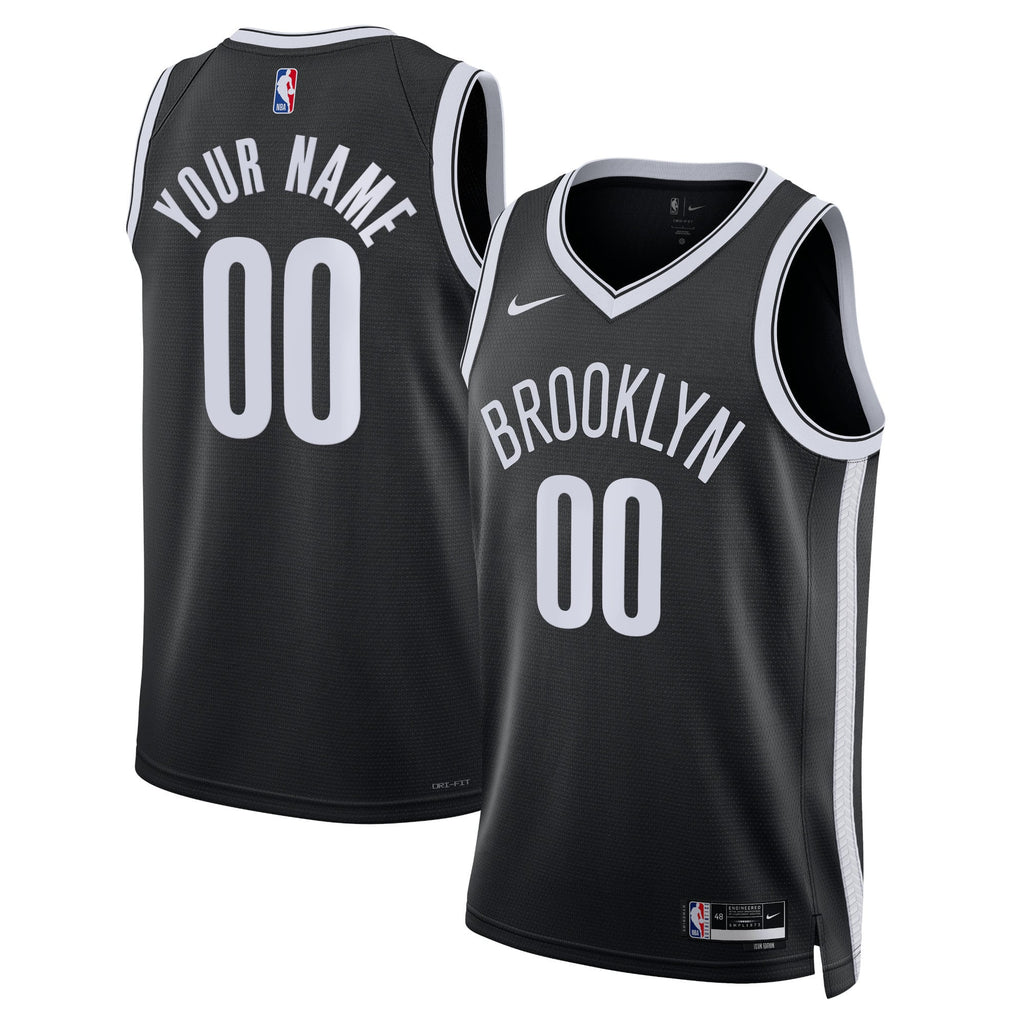 Unisex Brooklyn Nets Nike Black Swingman Custom Jersey - Icon Edition product image 2, provided for visual reference and