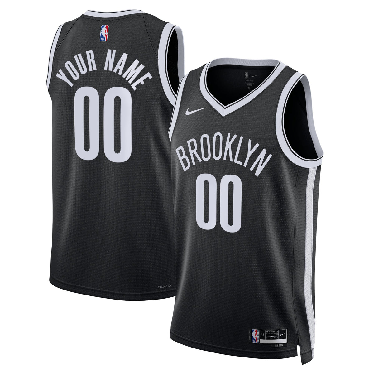 Unisex Brooklyn Nets Nike Black Swingman Custom Jersey - Icon Edition product image 2, provided for visual reference and