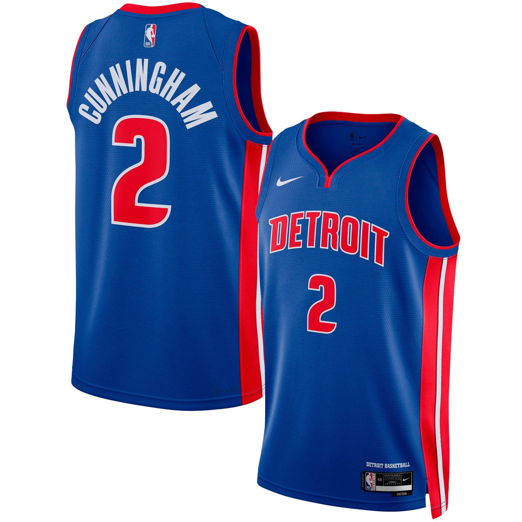 Unisex Detroit Pistons Cade Cunningham Nike Blue Swingman Jersey - Icon Edition product image 2, provided for visual
