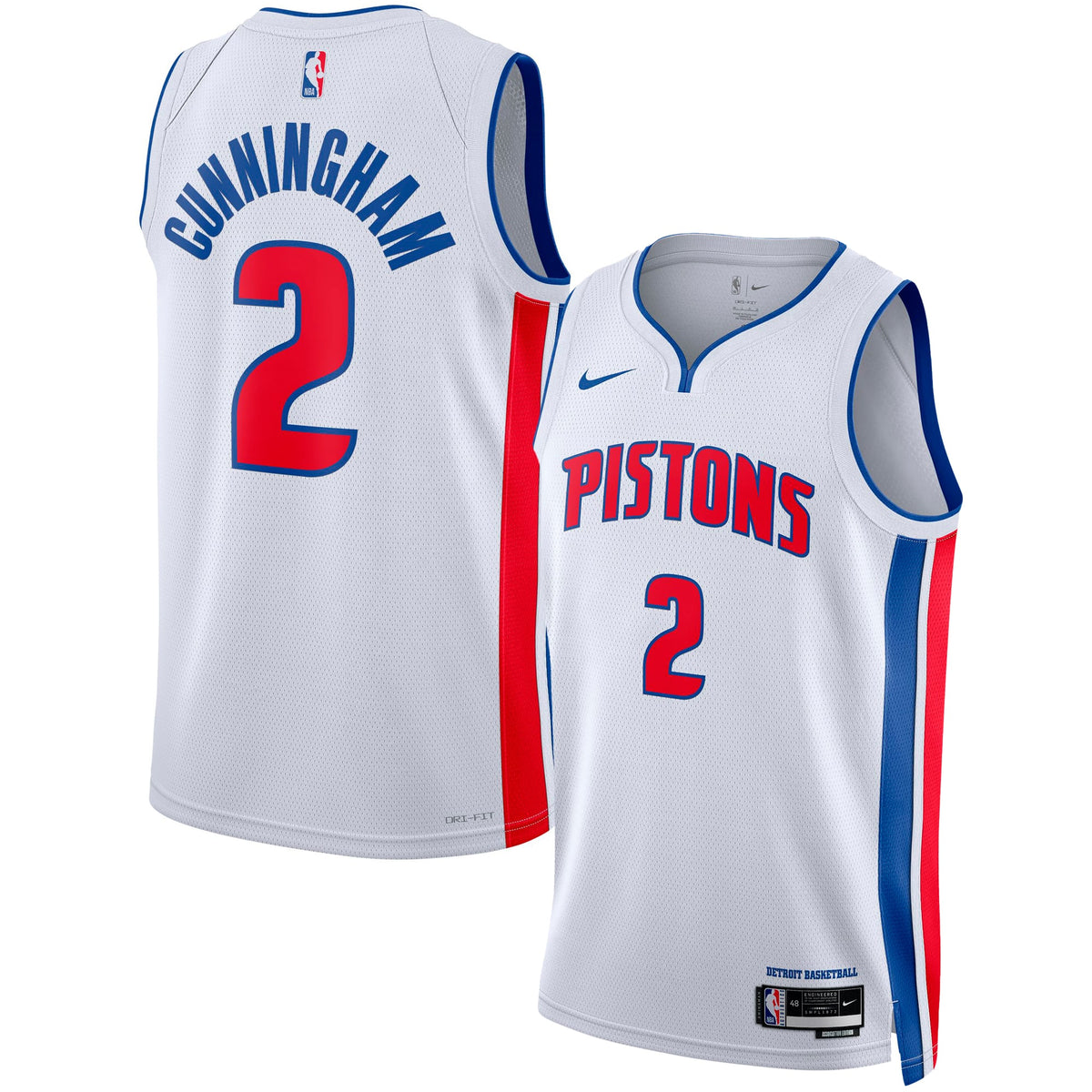 Unisex Detroit Pistons Cade Cunningham Nike White Swingman Jersey - Association Edition product image 2, provided for visual