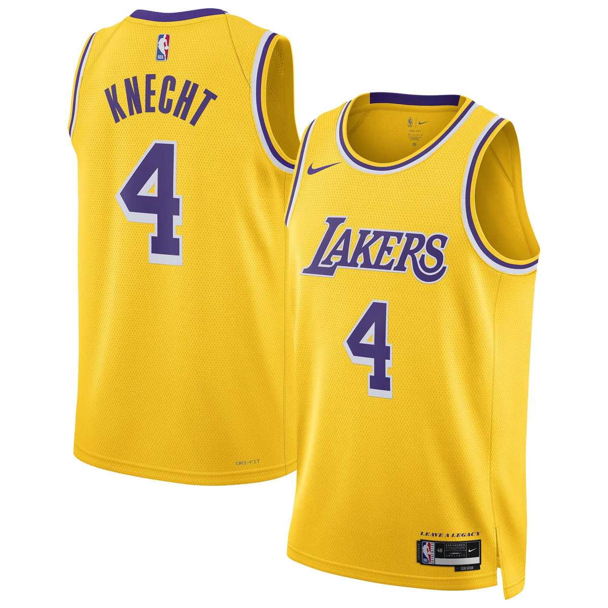 Unisex Los Angeles Lakers Dalton Knecht Nike Gold Swingman Jersey product image 2, provided for visual reference and product