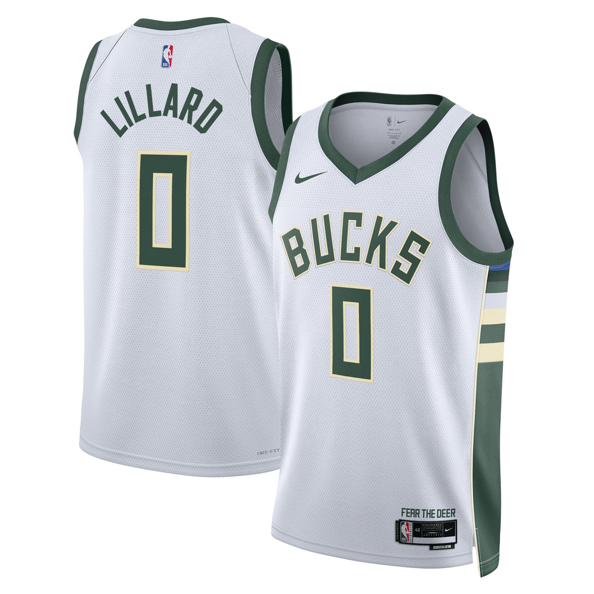 Unisex Milwaukee Bucks Damian Lillard Nike White Fear The Deer Swingman Player Jersey - Association Edition product image 2,