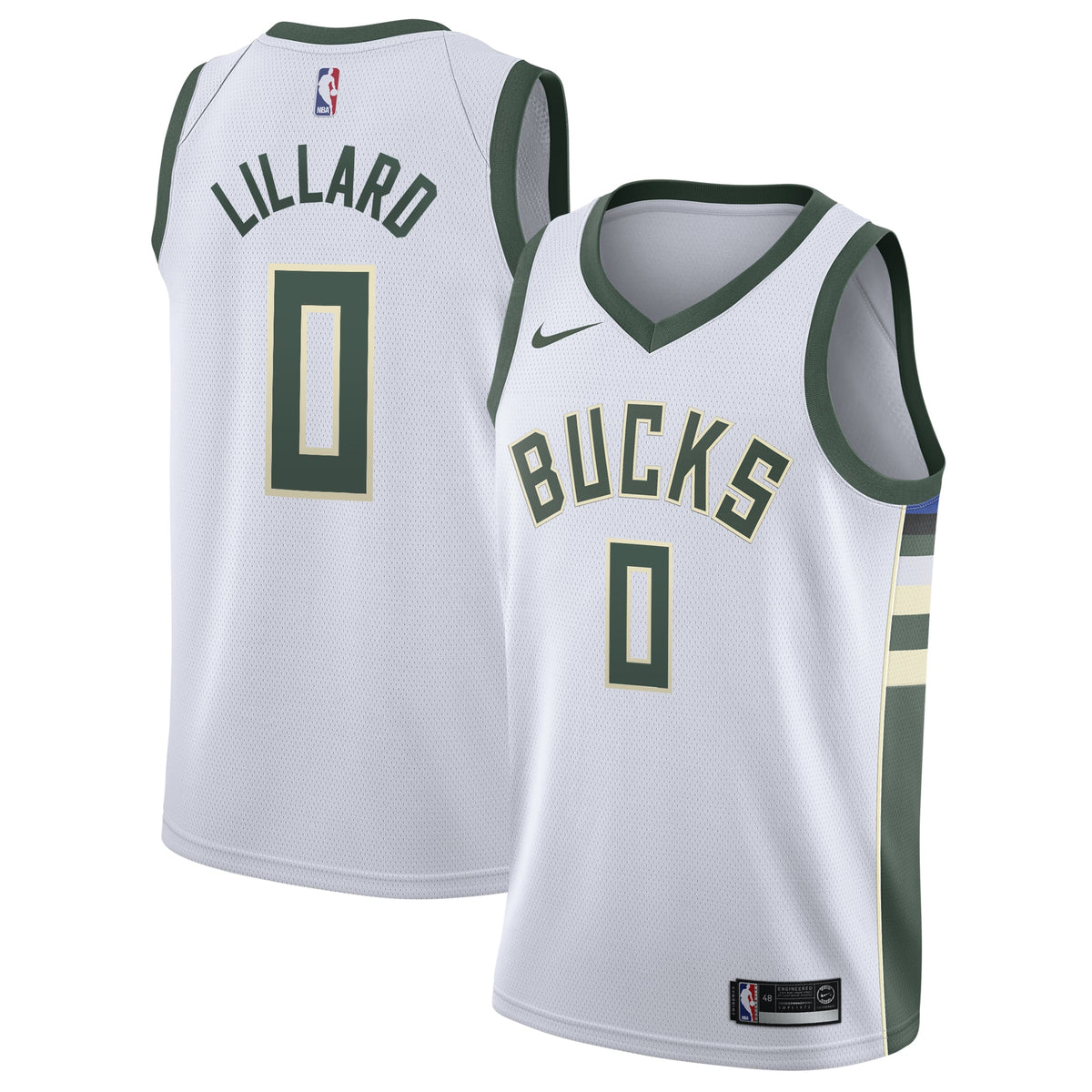 Unisex Milwaukee Bucks Damian Lillard Nike White Swingman Player Jersey - Association Edition product image 2, provided for